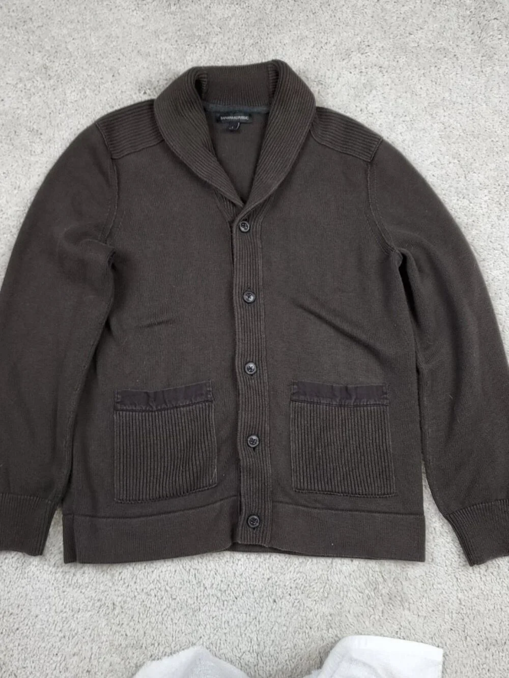 Banana Republic Olive Green Cardigan Mens Size Large L/G Olive Green Brown USA